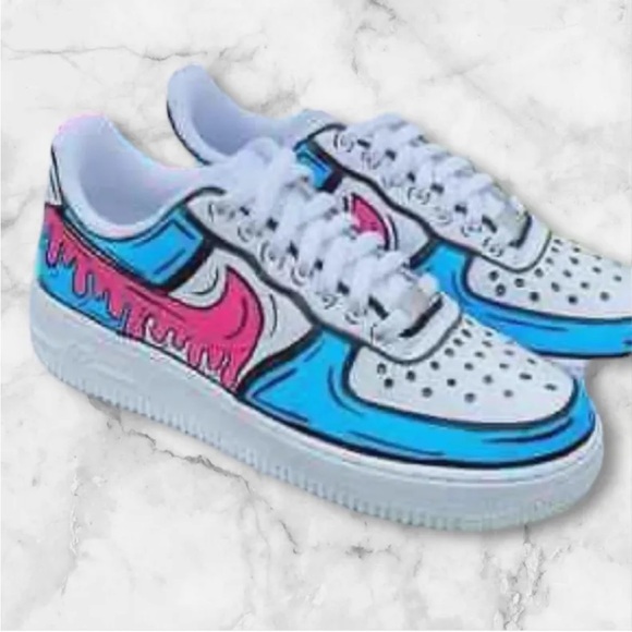 Painted Custom Air Force One Nike AF1 Stylish Cool Trending Blue